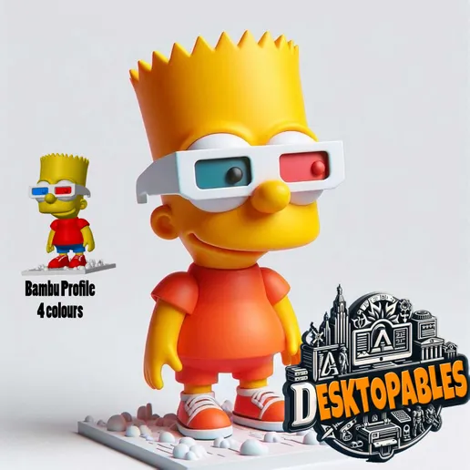Figura Bart Simpson 3D con Gafas Retro